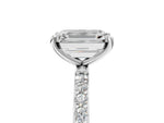 Emerald Cut Diamond Solitaire Ring in White gold with Round Pavé Band_35