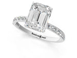 Emerald Cut Diamond Solitaire Ring in White gold with Round Pavé Band_7