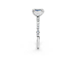 Emerald Cut Diamond Solitaire Ring in White gold with Round Pavé Band_8