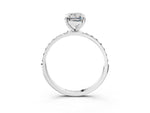 Emerald Cut Diamond Solitaire Ring in White gold with Round Pavé Band_9
