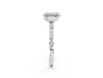 Emerald Cut Diamond Solitaire Ring in White gold with Round Shared Prong Pavé Band_20
