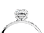 Emerald Cut Diamond Solitaire Ring in White gold with Round Shared Prong Pavé Band_22