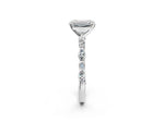 Emerald Cut Diamond Solitaire Ring in White gold with Shared Prong Marquise and Round Side Stones_14