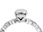 Emerald Cut Diamond Solitaire Ring in White gold with Shared Prong Marquise and Round Side Stones_16