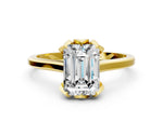 Emerald Cut Diamond Solitaire Ring in Yellow gold with Flower Prong Setting_18