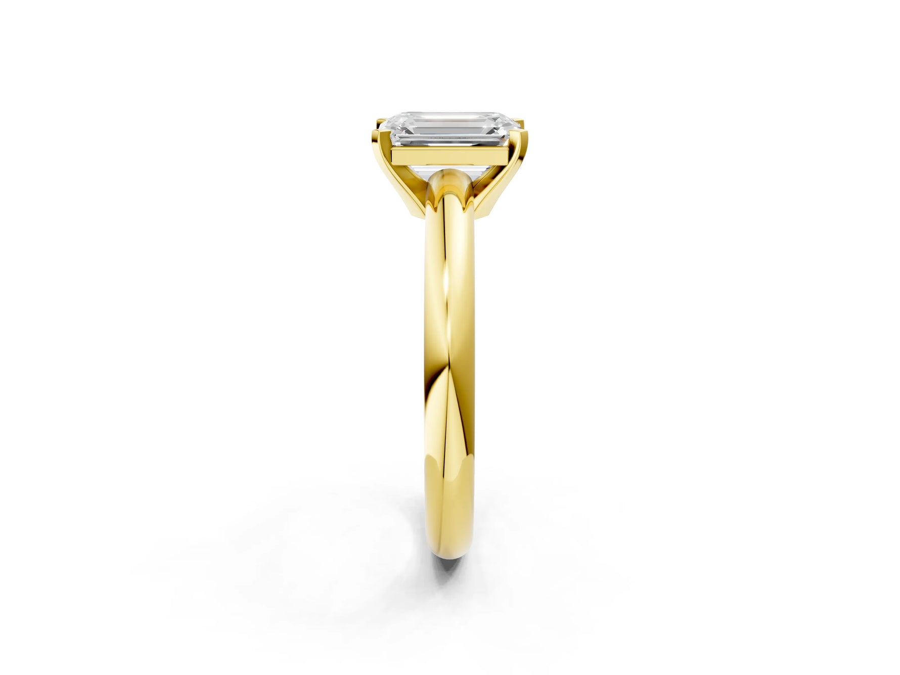 Emerald Cut Diamond Solitaire Ring in Yellow gold with Prong Setting and Rounded Band_20