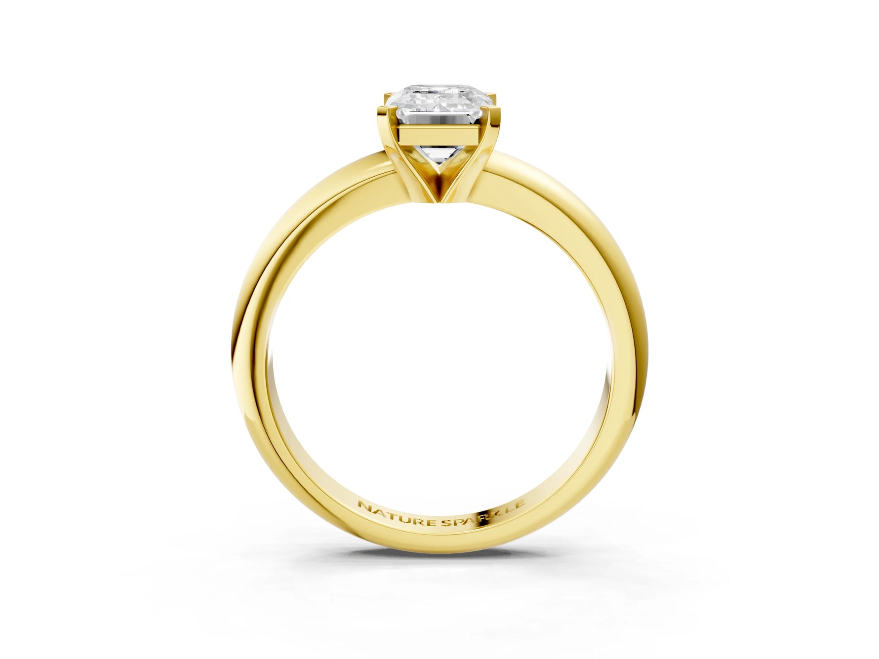 Emerald Cut Diamond Solitaire Ring in Yellow gold with Prong Setting and Rounded Band_21