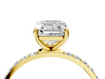 Emerald Cut Diamond Solitaire Ring in Yellow gold with Round Pavé Band_10