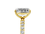 Emerald Cut Diamond Solitaire Ring in Yellow gold with Round Pavé Band_11