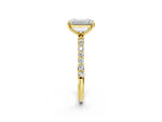Emerald Cut Diamond Solitaire Ring in Yellow gold with Round Pavé Band_32