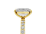 Emerald Cut Diamond Solitaire Ring in Yellow gold with Round Pavé Band_35