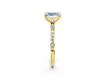Emerald Cut Diamond Solitaire Ring in Yellow gold with Round Pavé Band_8