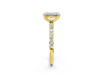 Emerald Cut Diamond Solitaire Ring in Yellow gold with Round Shared Prong Pavé Band_20