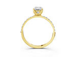 Emerald Cut Diamond Solitaire Ring in Yellow gold with Round Shared Prong Pavé Band_21