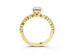 Emerald Cut Diamond Solitaire Ring in Yellow gold with Shared Prong Marquise and Round Side Stones_15