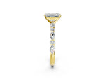 Emerald Cut Diamond Solitaire Ring in Yellow gold with Shared Prong Marquise and Round Side Stones_38