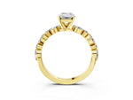 Emerald Cut Diamond Solitaire Ring in Yellow gold with Shared Prong Marquise and Round Side Stones_39