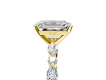 Emerald Cut Diamond Solitaire Ring in Yellow gold with Shared Prong Marquise and Round Side Stones_41