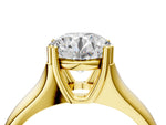 Emerald Cut Diamond Solitaire Ring in Yellow gold with Smooth Wide Band and Prong Setting_4