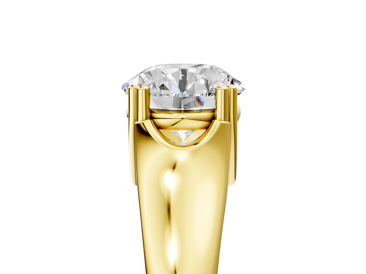 Emerald Cut Diamond Solitaire Ring in Yellow gold with Smooth Wide Band and Prong Setting_5
