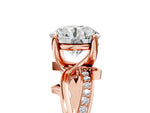 Emerald Cut Diamond Solitaire Twist Band Ring in Rose gold with Pavé Accents and Prong Setting_5