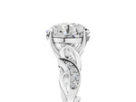 Emerald Cut Diamond Solitaire Vine Band Ring in Platinum with Milgrain Prong Setting_5
