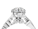 Emerald Cut Diamond Solitaire Vine Band Ring in White gold with Milgrain Prong Setting_52
