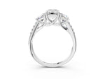 Emerald Cut Diamond Trellis Three-Stone Engagement Ring in White gold with Round Side Stones_33