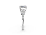 Emerald Cut Diamond Trellis Three-Stone Engagement Ring in White gold with Round Side Stones_38