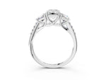Emerald Cut Diamond Trellis Three-Stone Engagement Ring in White gold with Round Side Stones_39