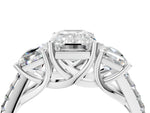 Emerald Cut Diamond Trellis Three-Stone Engagement Ring in White gold with Round Side Stones_40