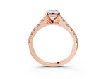 Emerald Cut Diamond Vintage Scroll Solitaire Ring in Rose gold with Graduated Round Side Stones_27