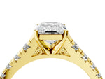 Emerald Cut Diamond Vintage Scroll Solitaire Ring in Yellow gold with Graduated Round Side Stones_28