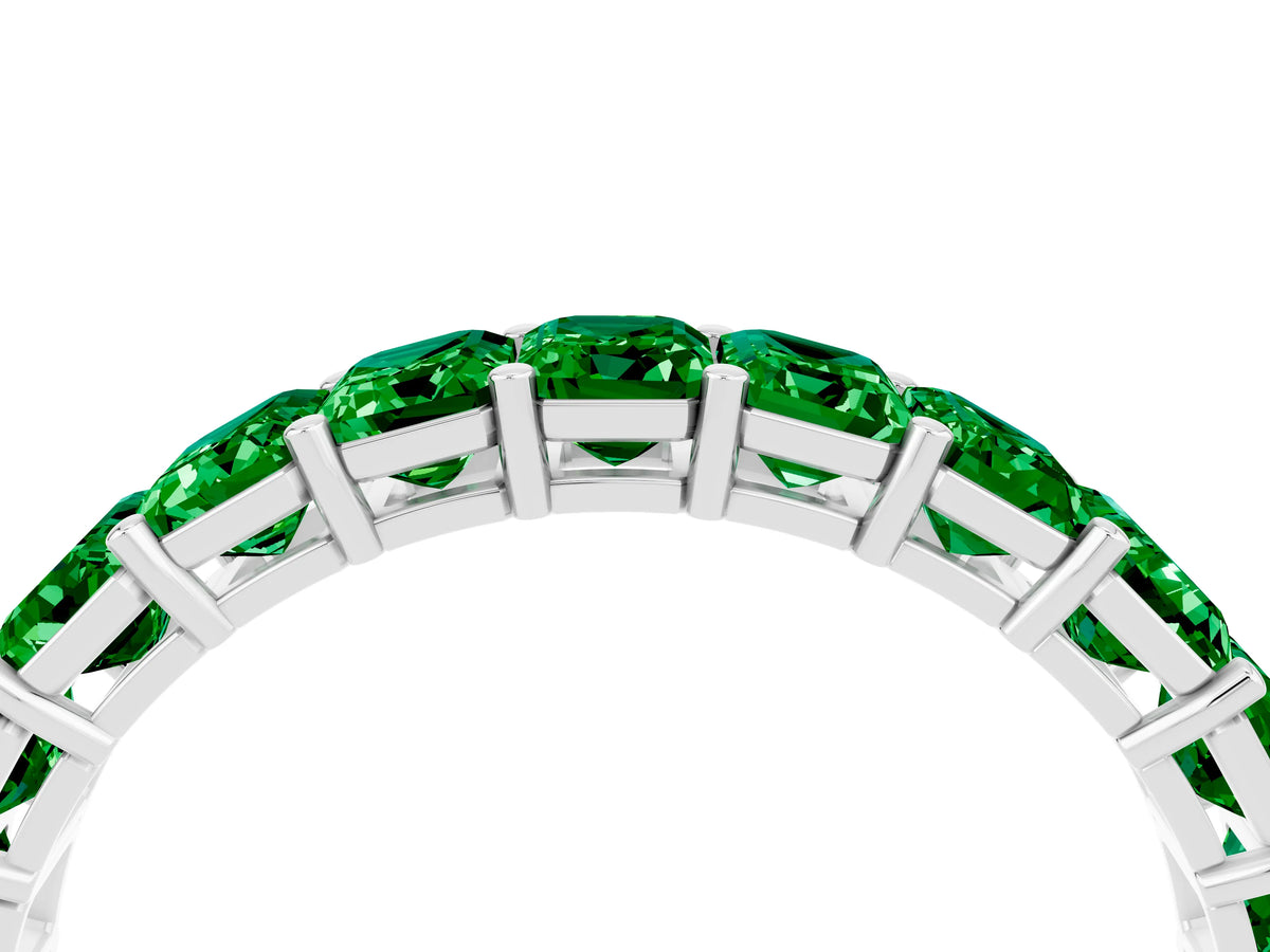 Emerald Cut Emerald Eternity Band in Platinum with Aligned Shared Prong Setting_4