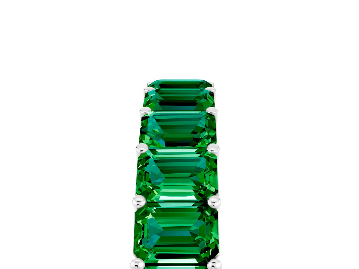 Emerald Cut Emerald Eternity Band in Platinum with Aligned Shared Prong Setting_5