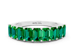 Emerald Cut Emerald Eternity Band in Platinum with Prong Setting