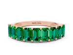 Emerald Cut Emerald Eternity Band in Rose gold with Prong Setting