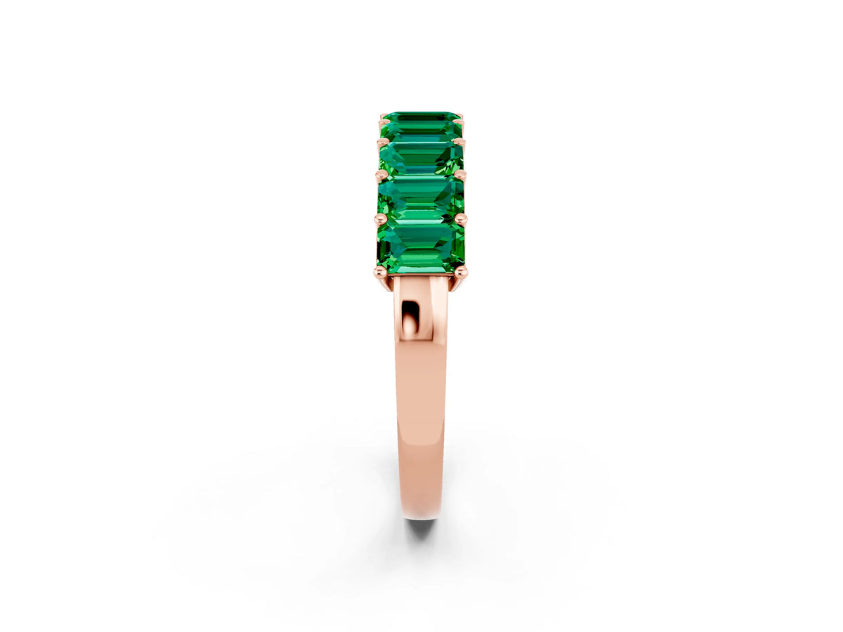 Emerald Cut Emerald Eternity Band in Rose gold with Prong Setting_2