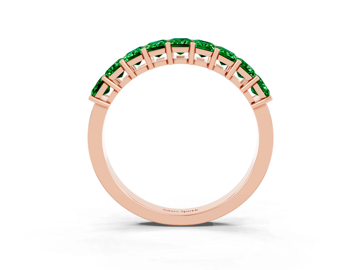 Emerald Cut Emerald Eternity Band in Rose gold with Prong Setting_3
