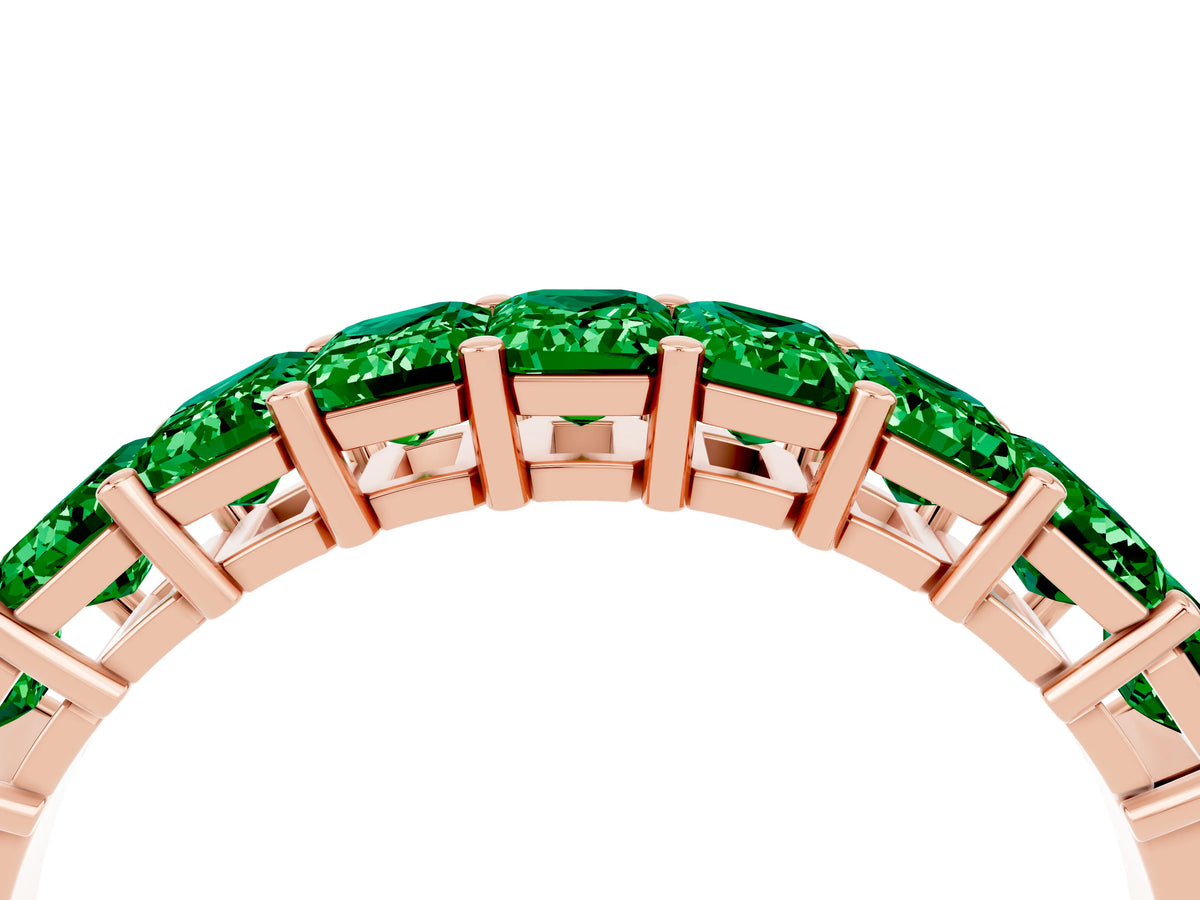 Emerald Cut Emerald Eternity Band in Rose gold with Prong Setting_4