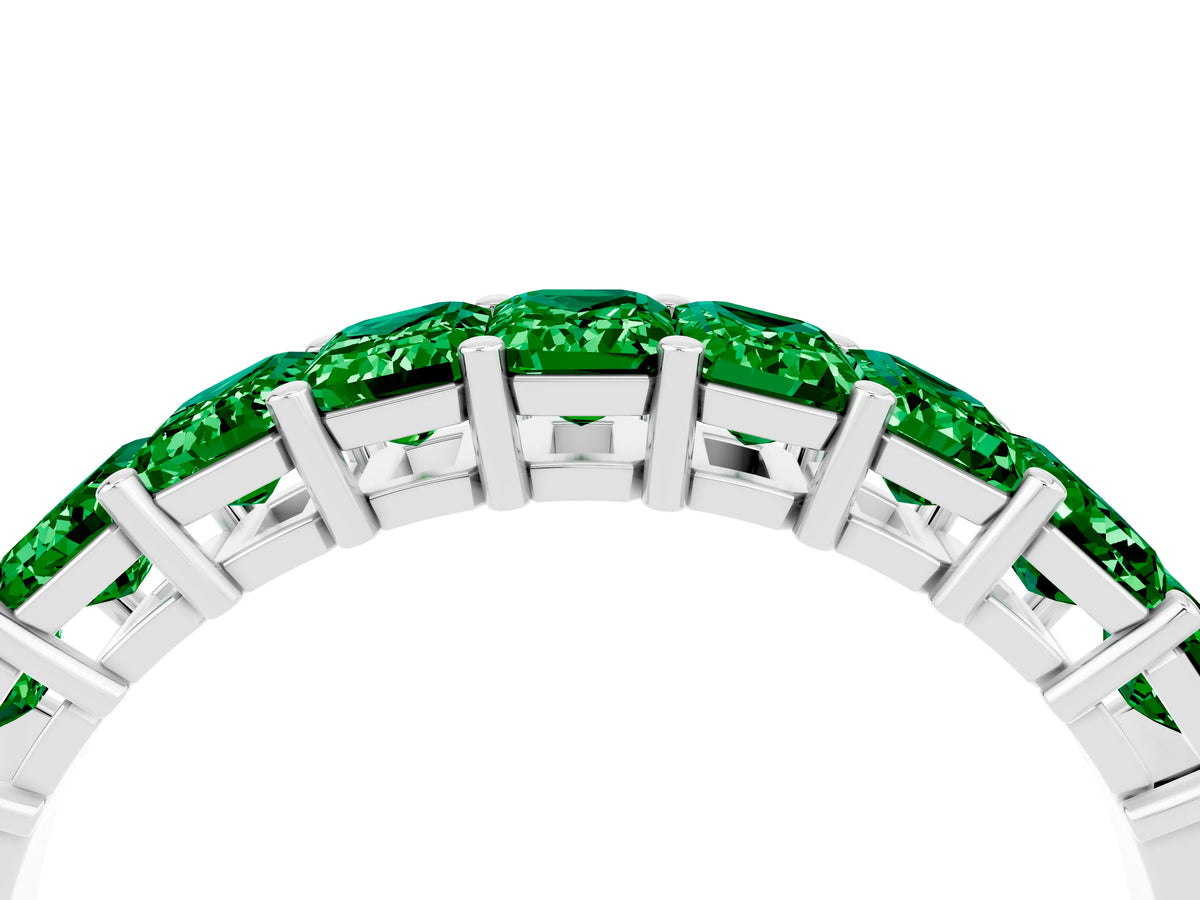 Emerald Cut Emerald Eternity Band in Silver with Prong Setting_4