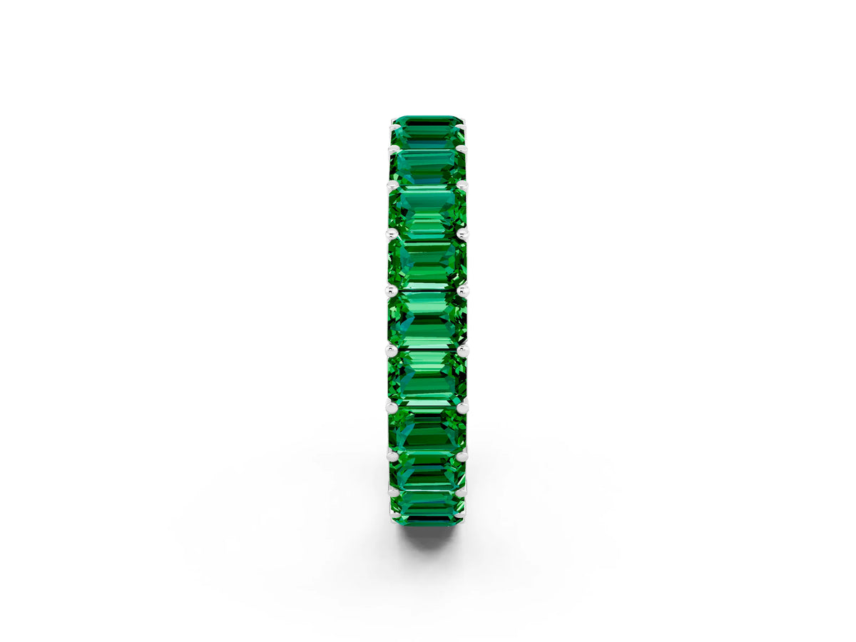 Emerald Cut Emerald Eternity Band in White gold with Aligned Shared Prong Setting_2