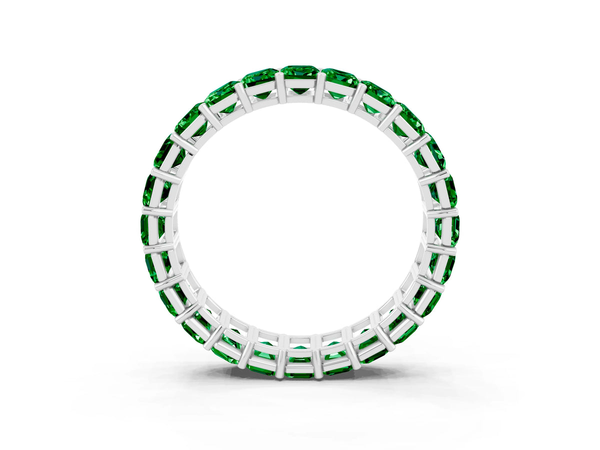 Emerald Cut Emerald Eternity Band in White gold with Aligned Shared Prong Setting_3