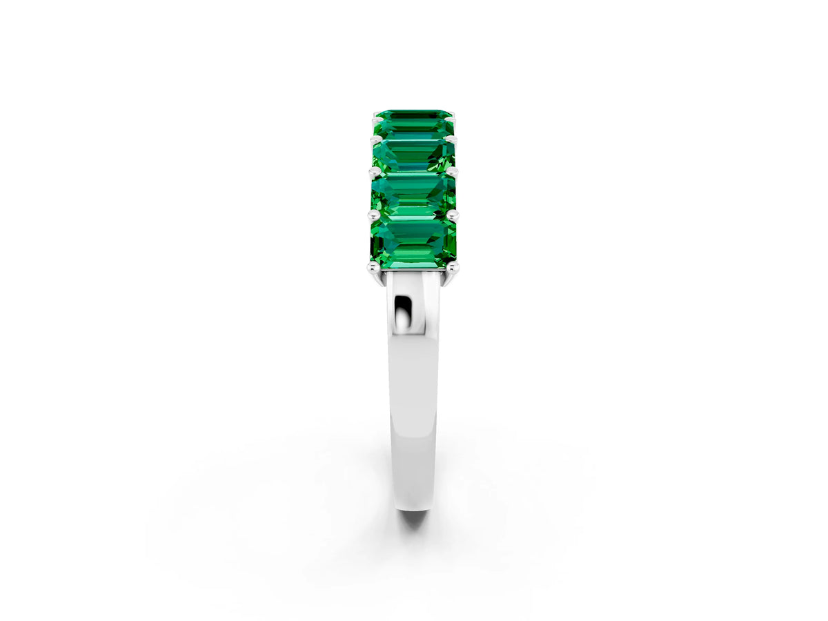 Emerald Cut Emerald Eternity Band in White gold with Prong Setting_2