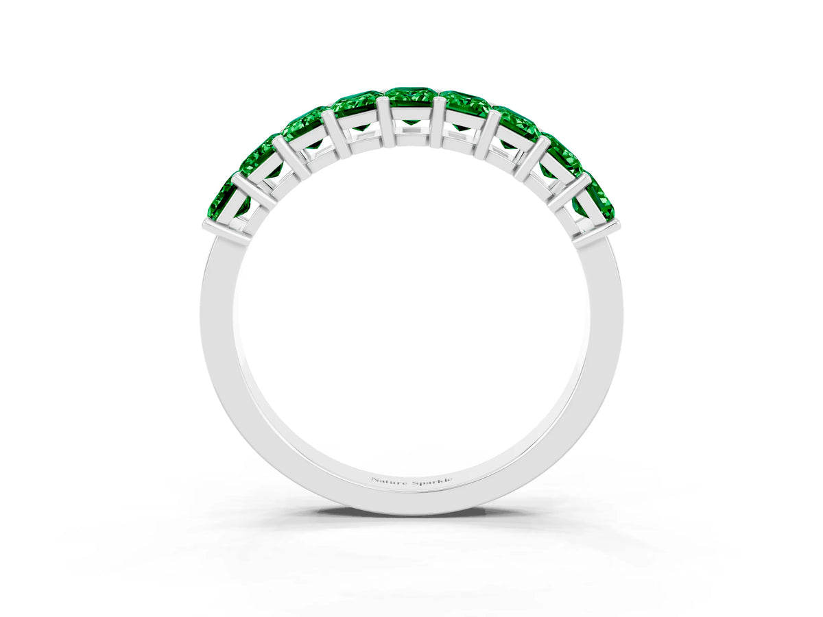 Emerald Cut Emerald Eternity Band in White gold with Prong Setting_3