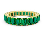Emerald Cut Emerald Eternity Band in Yellow gold with Aligned Shared Prong Setting