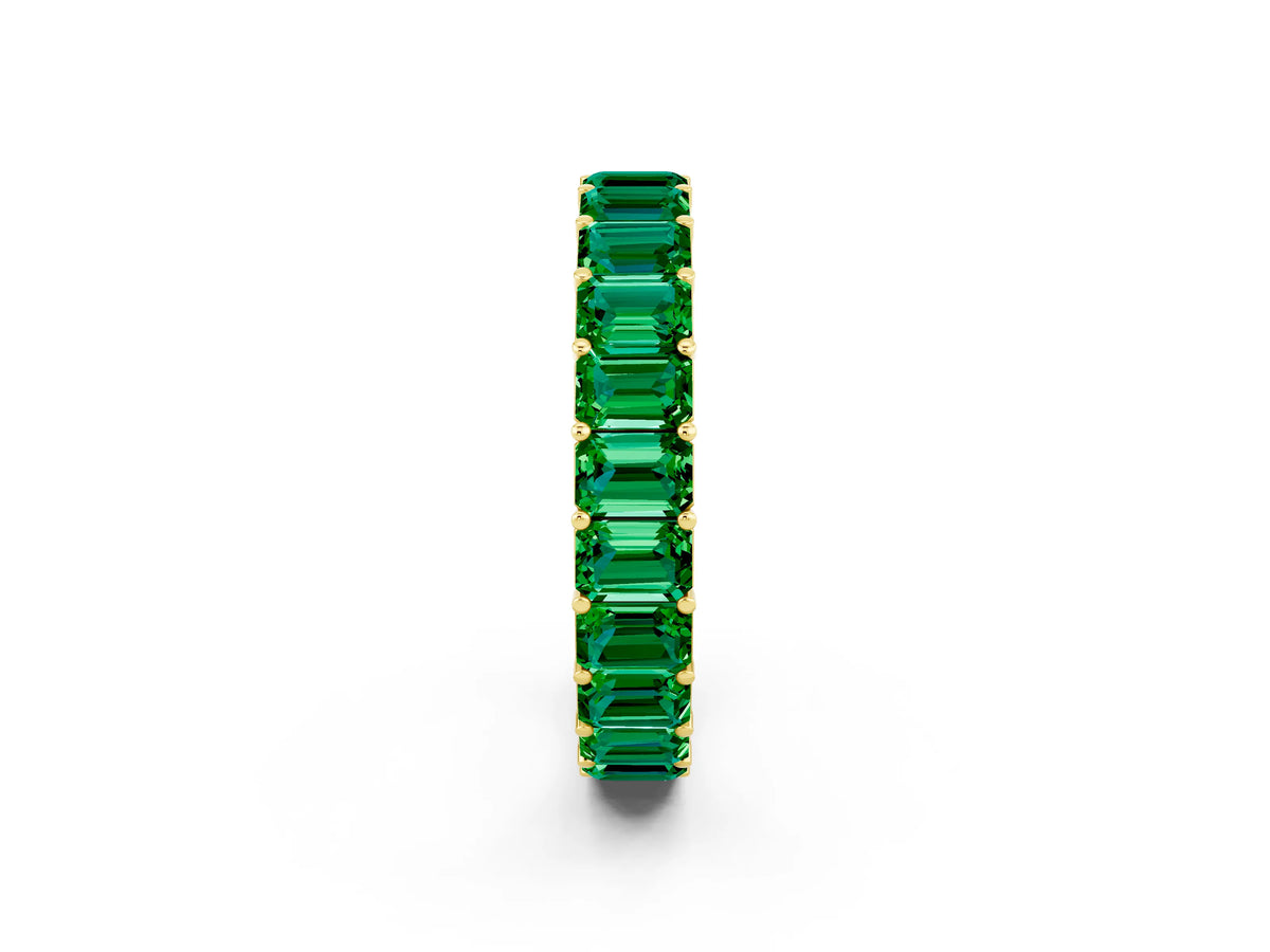 Emerald Cut Emerald Eternity Band in Yellow gold with Aligned Shared Prong Setting_2