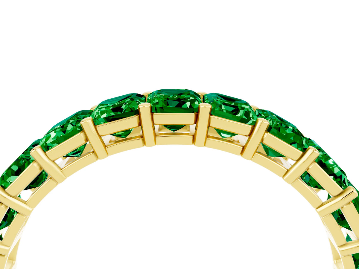 Emerald Cut Emerald Eternity Band in Yellow gold with Aligned Shared Prong Setting_4