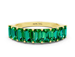 Emerald Cut Emerald Eternity Band in Yellow gold with Prong Setting