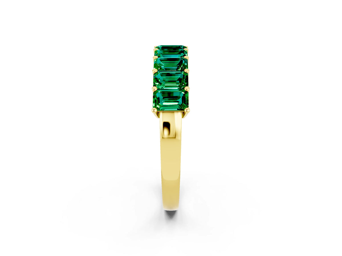 Emerald Cut Emerald Eternity Band in Yellow gold with Prong Setting_2